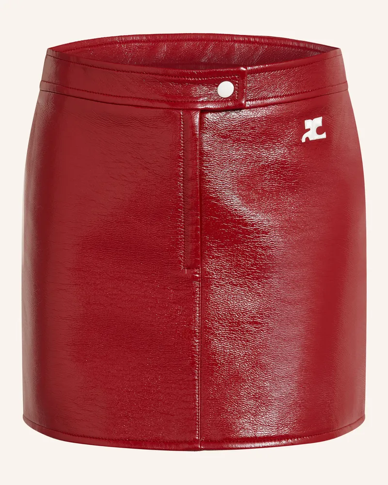 Courrèges Rock In Lederoptik rot Dunkelrot