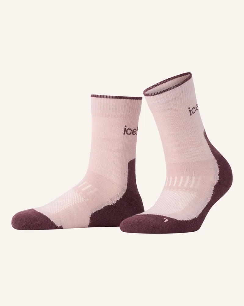 Icebreaker Trekking-Socken Hike + Light Crew Mit Merinowolle beige Rosé