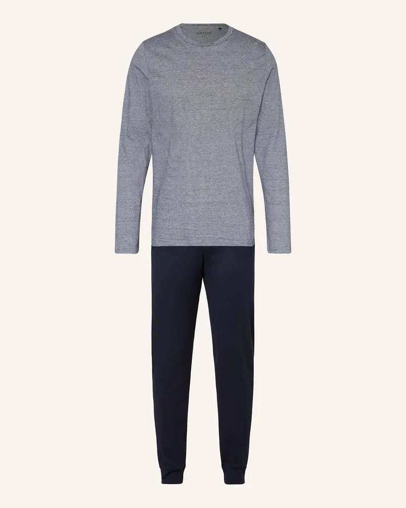 Schiesser Schlafanzug Casual Essentials blau Dunkelblau