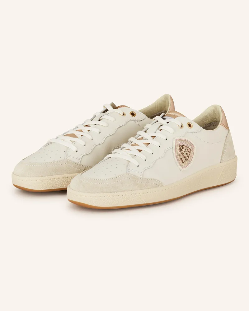 Blauer Sneaker OLYMPIA mit Schmucksteinen Nude