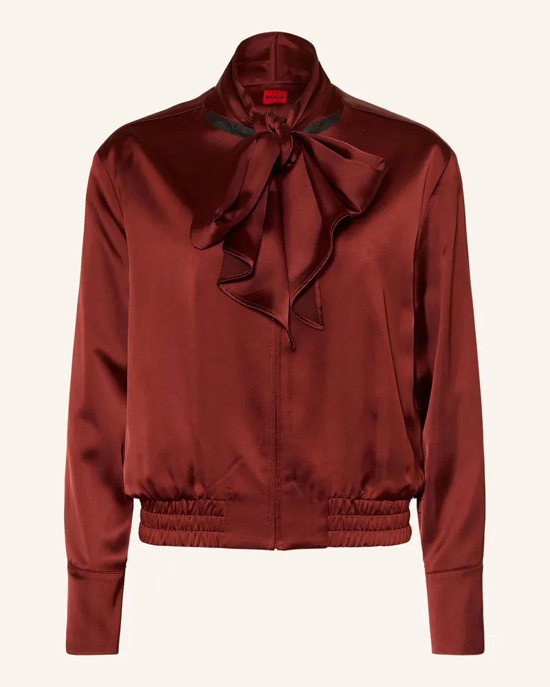 HUGO BOSS Satinblouson Asensam Mit Abnehmbarer Schluppe braun Dunkelbraun
