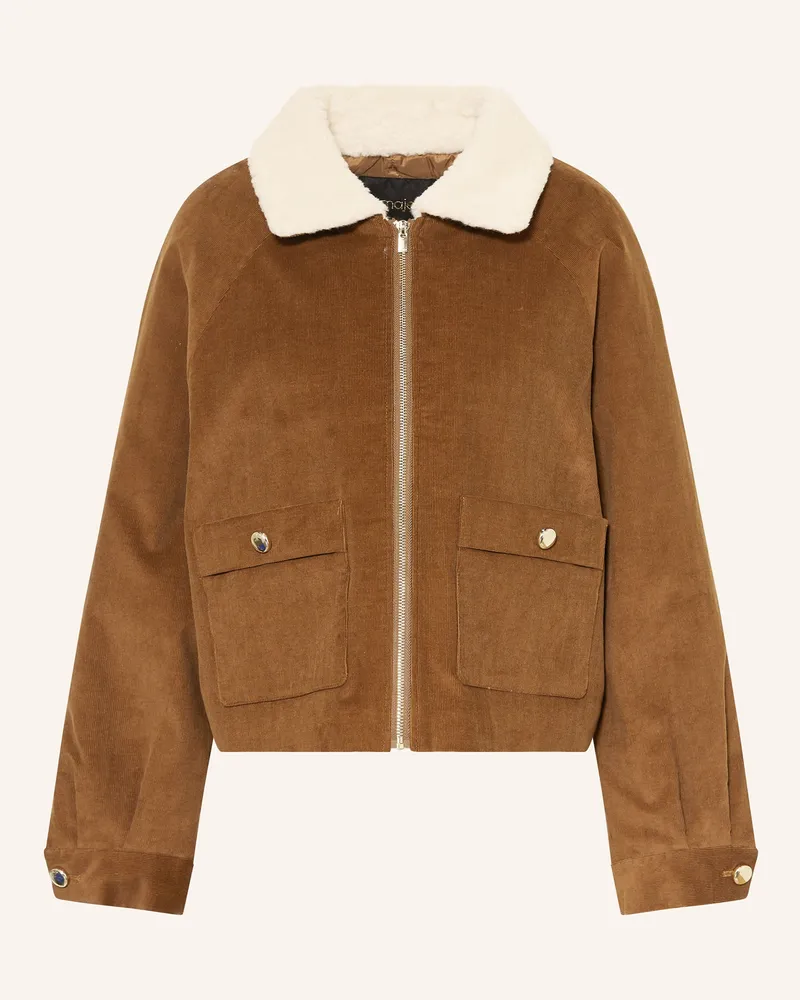 Maje Cordjacke BELLE mit Teddyfell Cognac