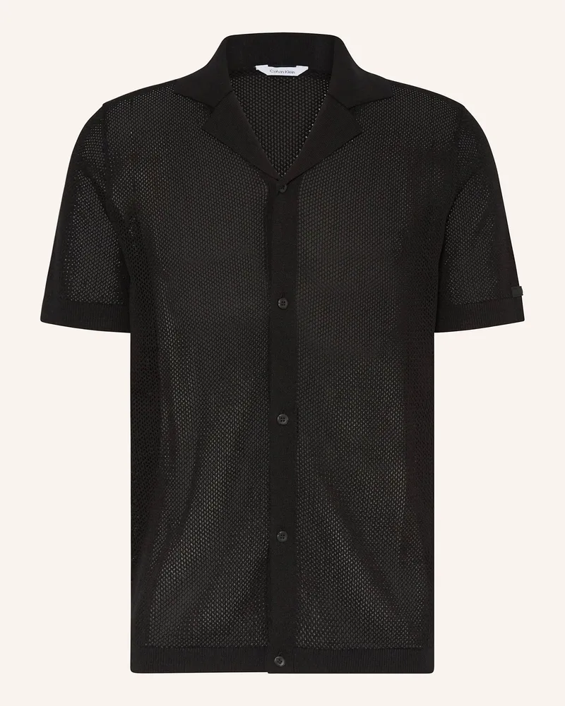 Calvin Klein Strickhemd Regular Fit Schwarz