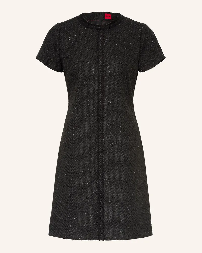 HUGO BOSS Etuikleid Kifara Aus Bouclé Mit Glitzergarn schwarz Schwarz