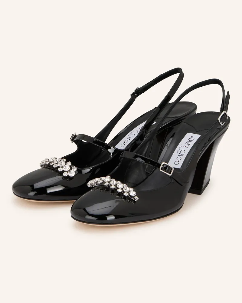 Jimmy Choo Mary-Jane-Pumps BELINDA mit Schmucksteinen Schwarz