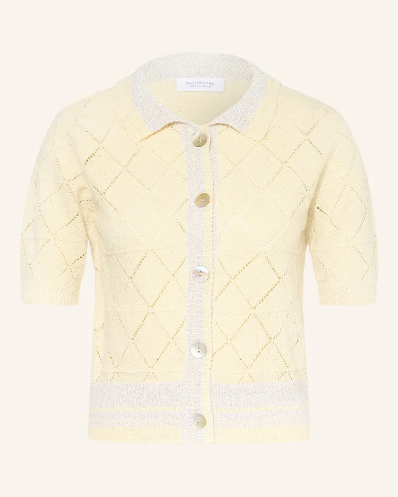 Rich&Royal Strickjacke Mit Glitzergarn gelb Hellgelb