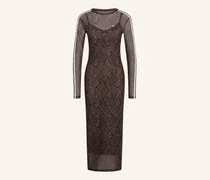 Mesh-Kleid Snake Print braun