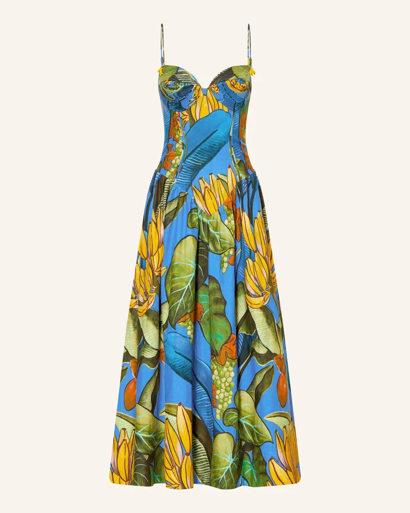 FARM Rio Kleid Banana Grapes Mit Leinen blau Blau