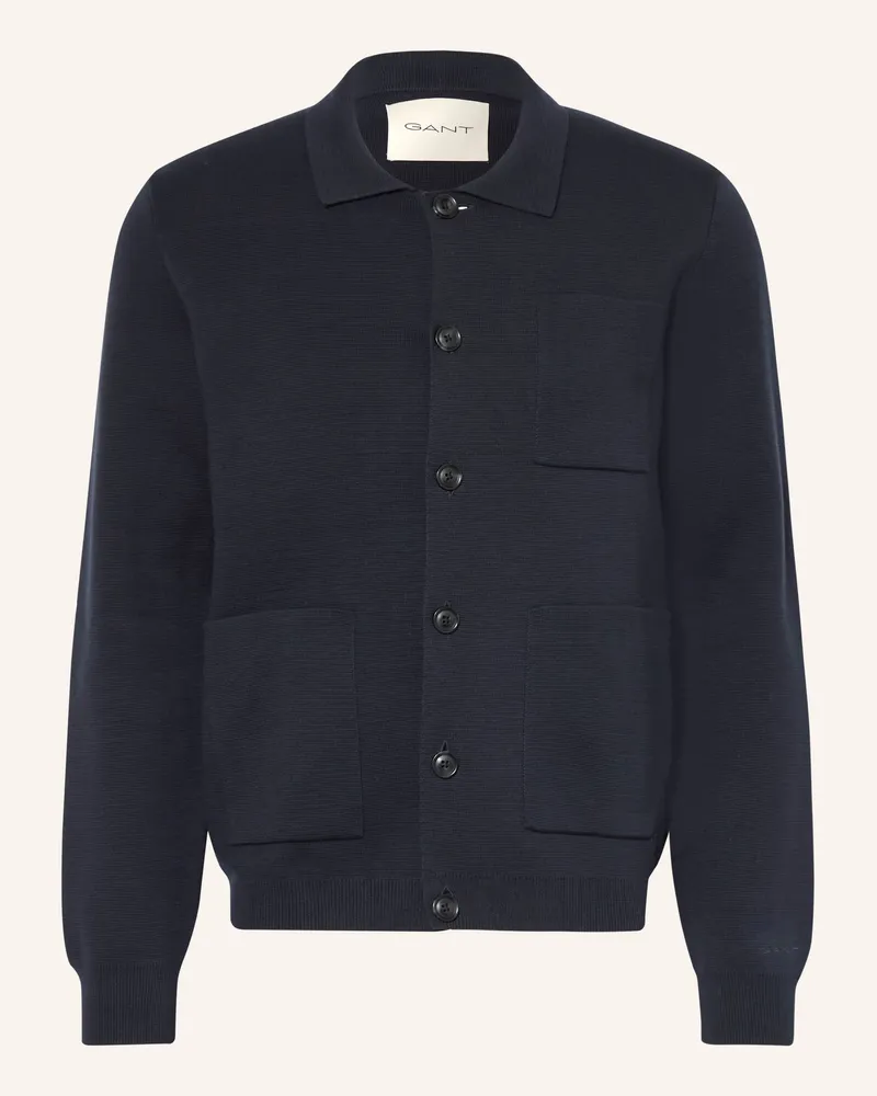 Gant Strick-Overshirt blau Dunkelblau