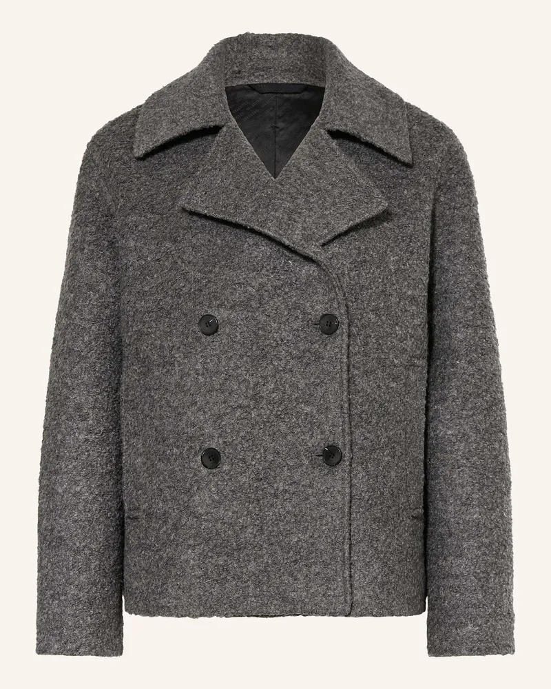 Selected Bouclé-Jacke Dunkelgrau