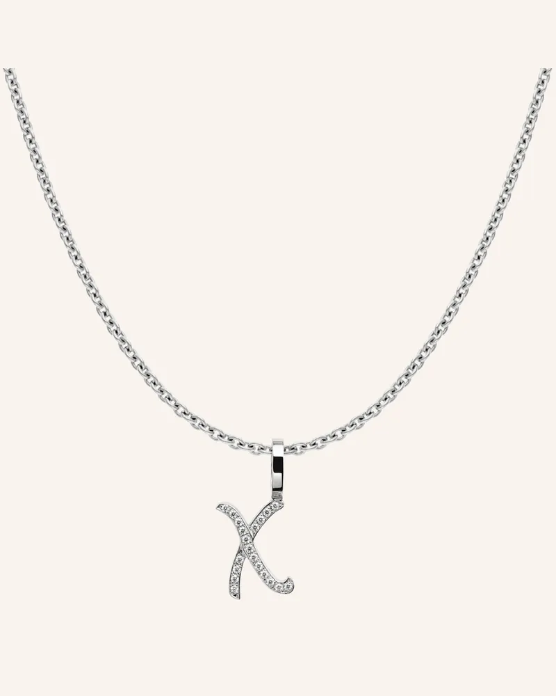 CADA Kette Tiny Diamond Letter X silber Weissgold
