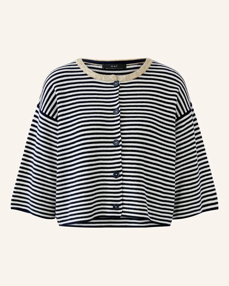 Oui  Strickjacke mit Pailletten Dunkelblau