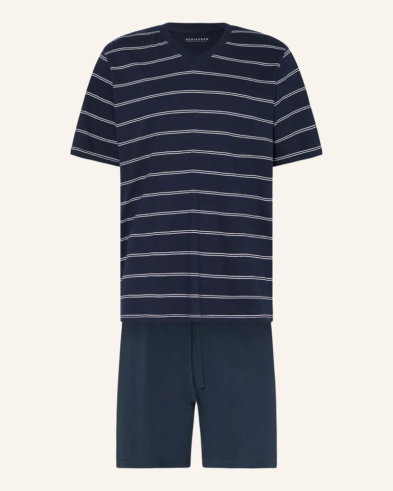 Schiesser Shorty-Schlafanzug SELECTED! PREMIUM INSPIRATION Dunkelblau