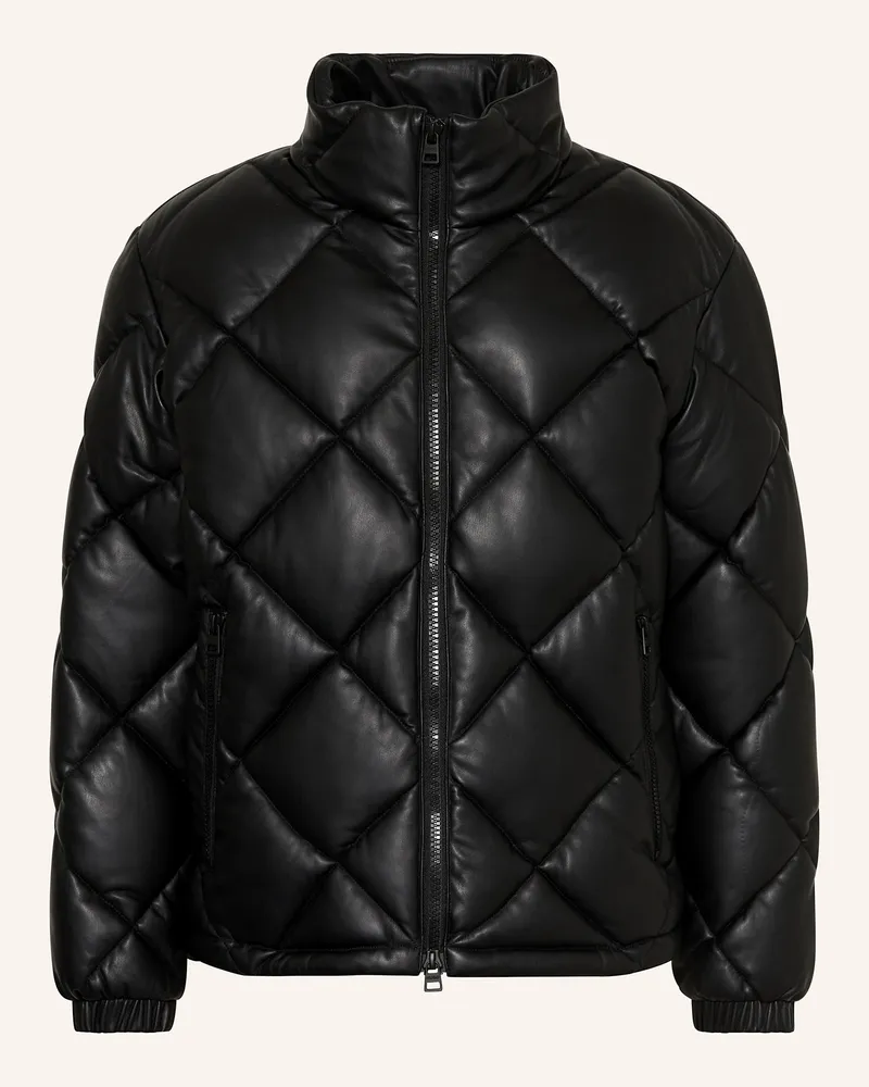 HUGO BOSS Steppjacke BORIN in Lederoptik Schwarz