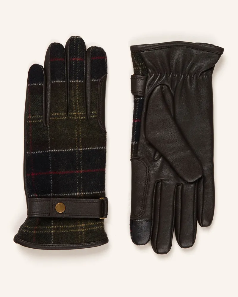 Barbour Lederhandschuhe Aubrey gruen Dunkelbraun