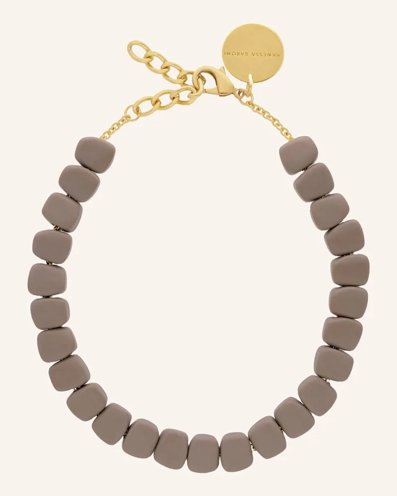 Vanessa Baroni Halskette MINI ORGANIC SHAPED NECKLACE MATT TAUPE by GLAMBOU Gold