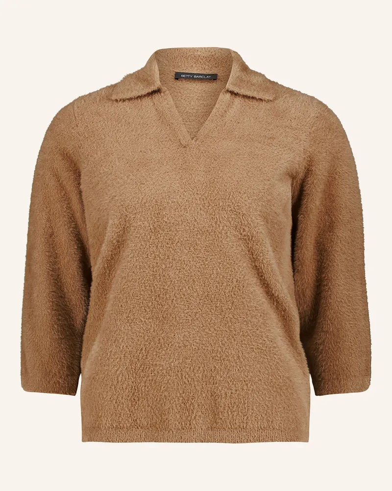 Betty Barclay Strick-Poloshirt Mit 3/4-Arm braun Camel