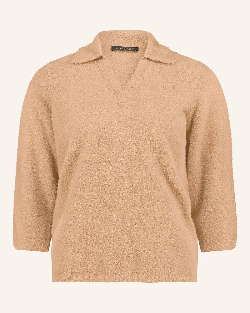 Betty Barclay Strick-Poloshirt Mit 3/4-Arm braun Camel