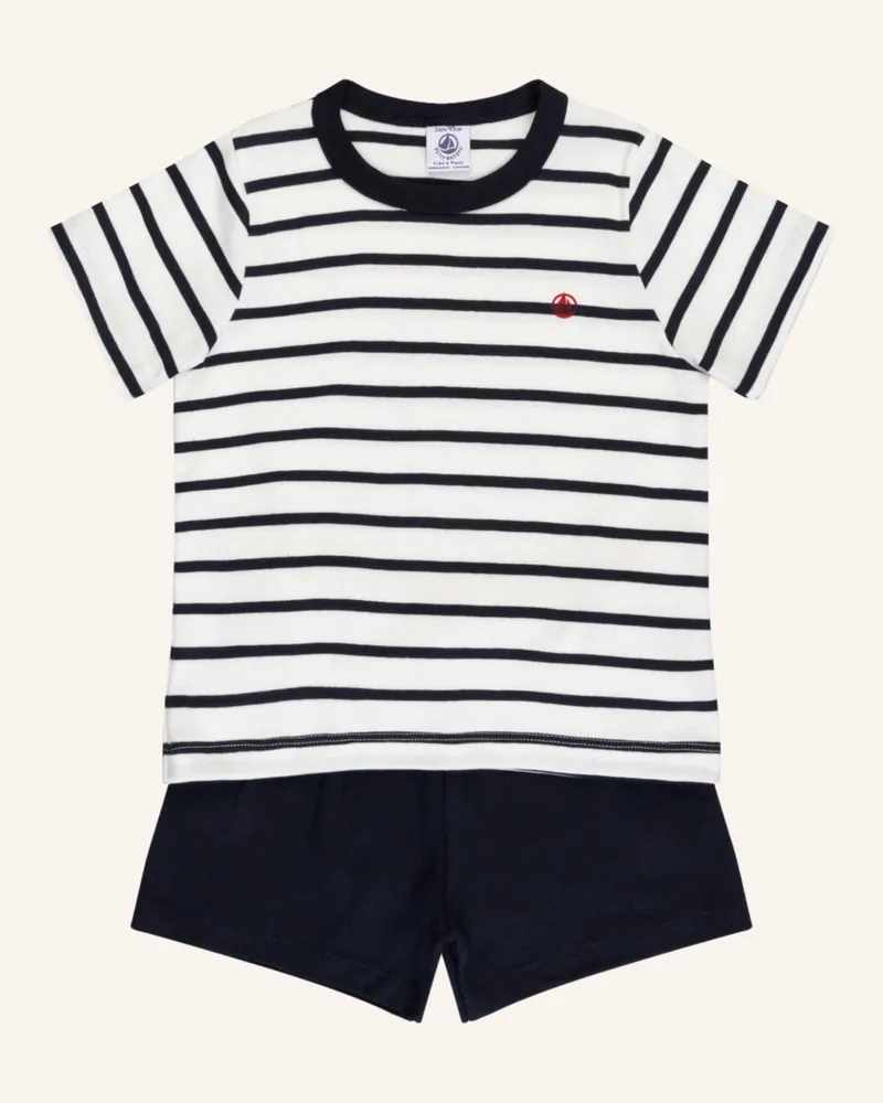 Petit Bateau Shorty-Schlafanzug blau Weiss