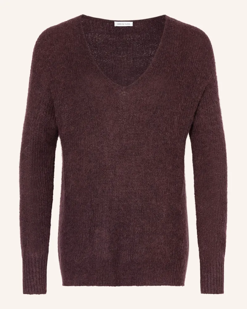 Mrs & HUGS Pullover mit Alpaka Dunkelrot
