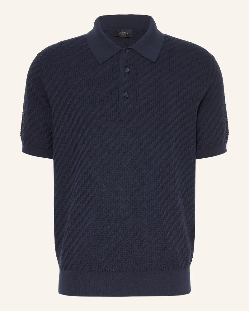 Brioni Strick-Poloshirt blau Dunkelblau