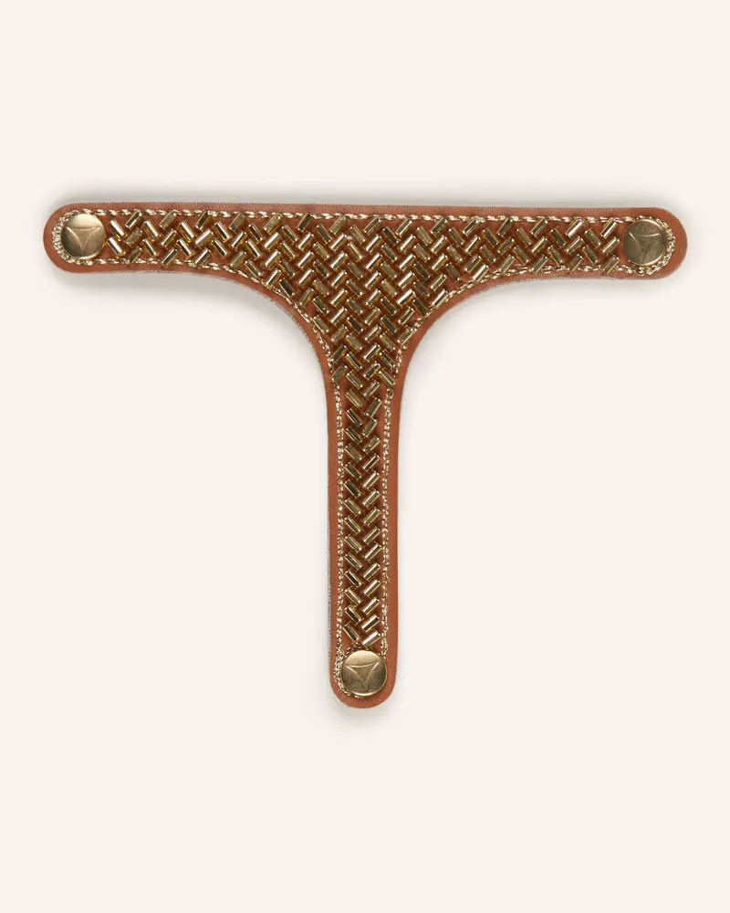 Hey Marly Sandalen-Topping METALLIC BEADS mit Schmuckperlen Cognac