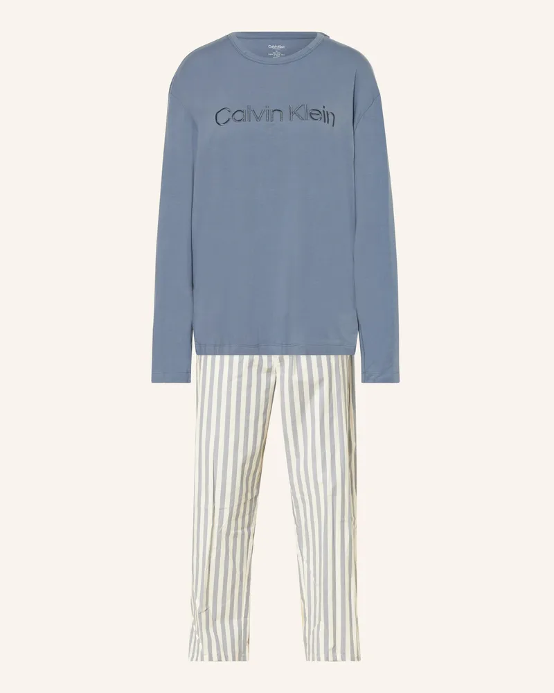 Calvin Klein Schlafanzug Pure Cotton blau Blaugrau