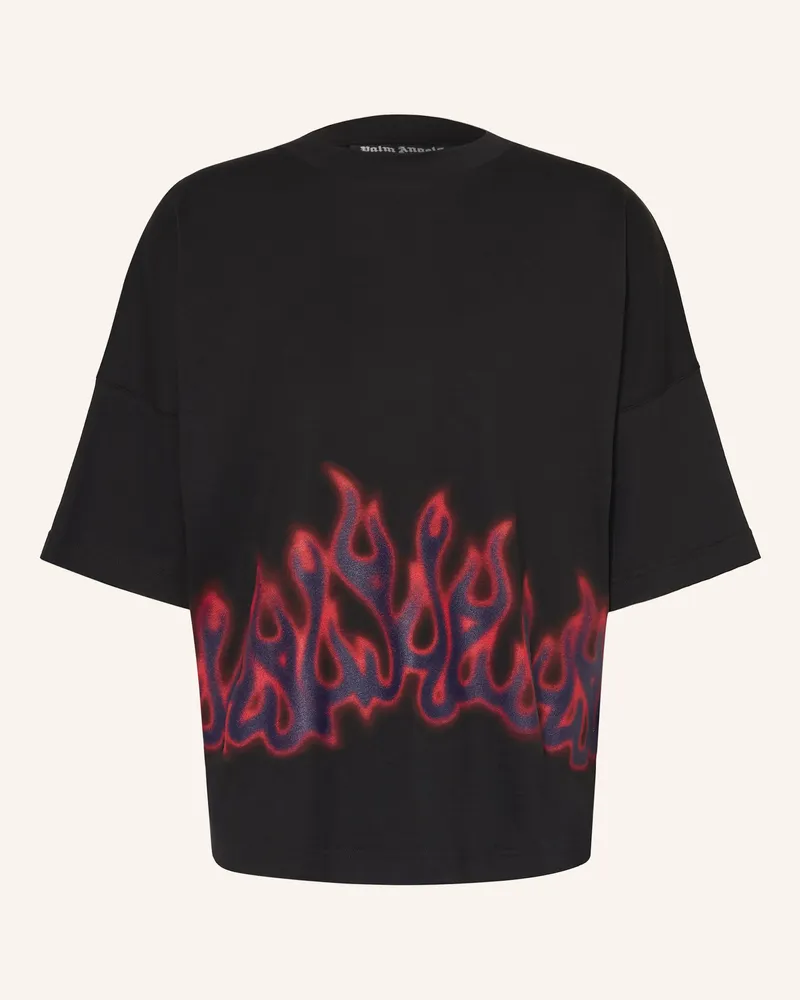 Palm Angels Oversized-Shirt Flames schwarz Schwarz