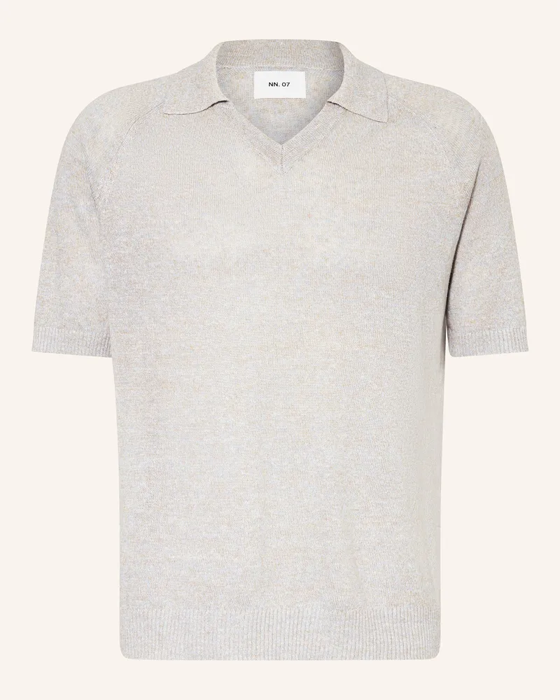 NN 07 Strick-Poloshirt CALE Relaxed Fit aus Leinen Beige