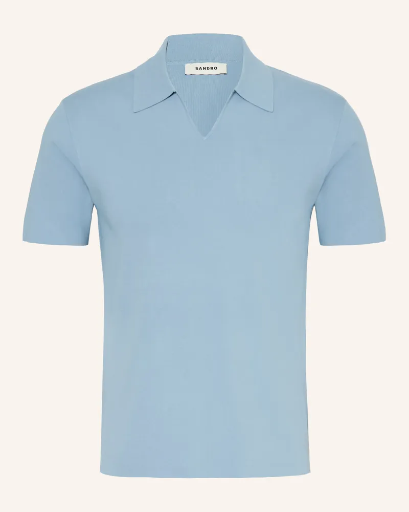 Sandro Strick-Poloshirt blau Hellblau