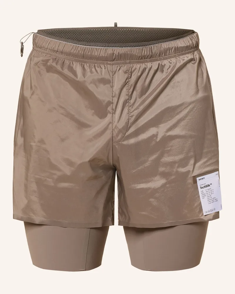 Satisfy 2-In-1-Laufshorts Techsilk™ 8" beige Beige