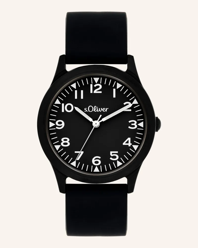 S.Oliver Armbanduhr  Aus  Silikon schwarz Schwarz