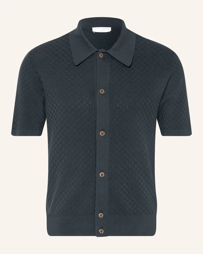 Tiger of Sweden Strickhemd Araawen Slim Fit blau Schwarz