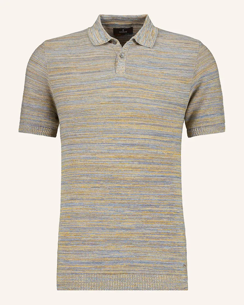 Ragman Strick-Poloshirt Hellblau