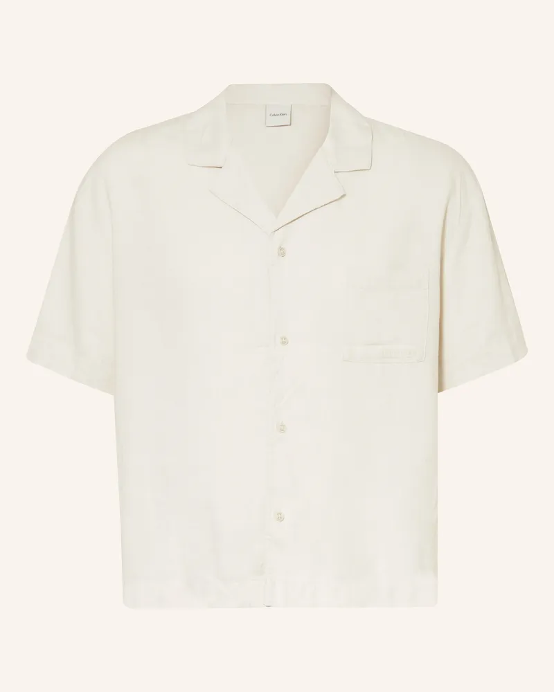 Calvin Klein Schlafshirt Linen Blend Mit Leinen weiss Creme