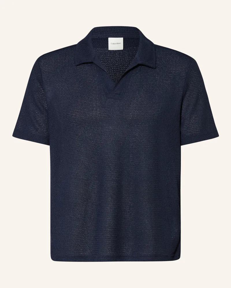 Calvin Klein Strick-Poloshirt Dunkelblau