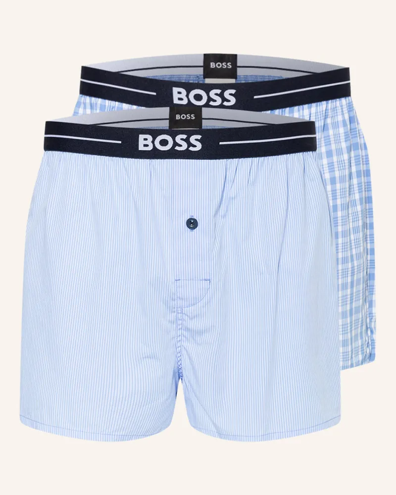 HUGO BOSS 2er-Pack Web-Boxershorts Hellblau