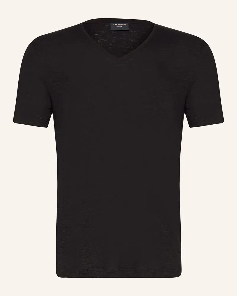Olymp T-Shirt aus Leinen Schwarz