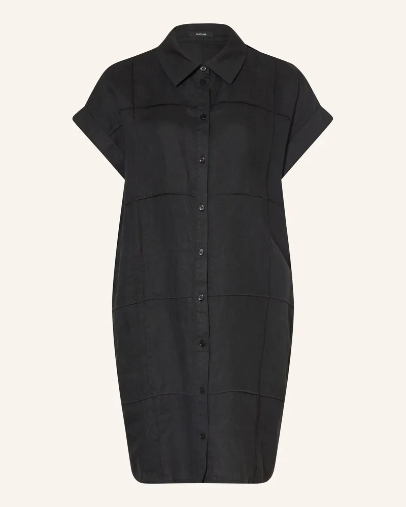 OPUS Hemdblusenkleid Welina Aus Leinen schwarz Schwarz