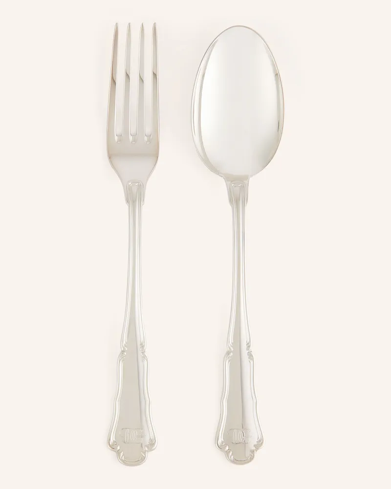 Dolce & Gabbana Casa Set: Servierlöffel und Serviergabel Silber