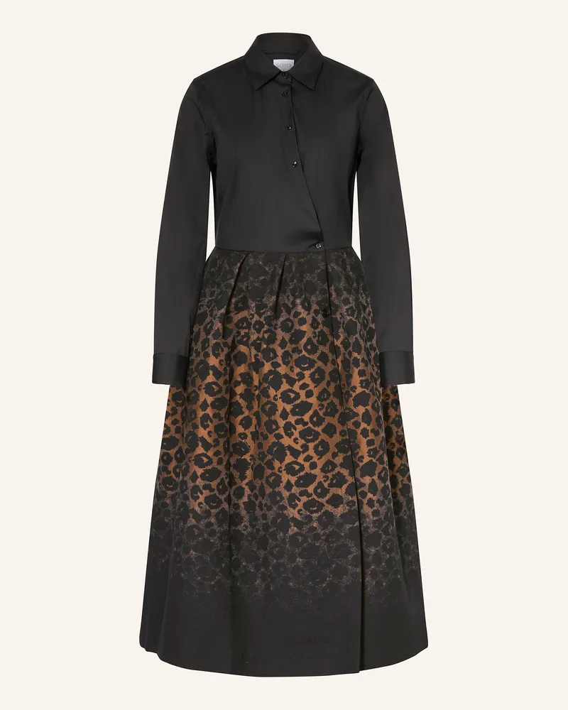 Sara Roka Hemdblusenkleid im Materialmix Schwarz