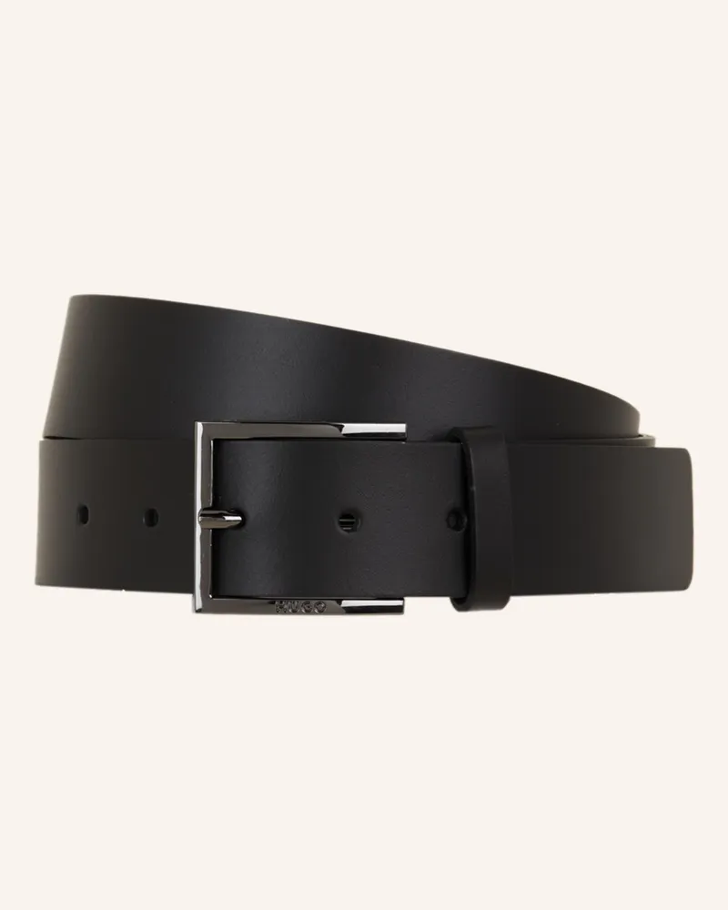 HUGO BOSS Ledergürtel schwarz Schwarz