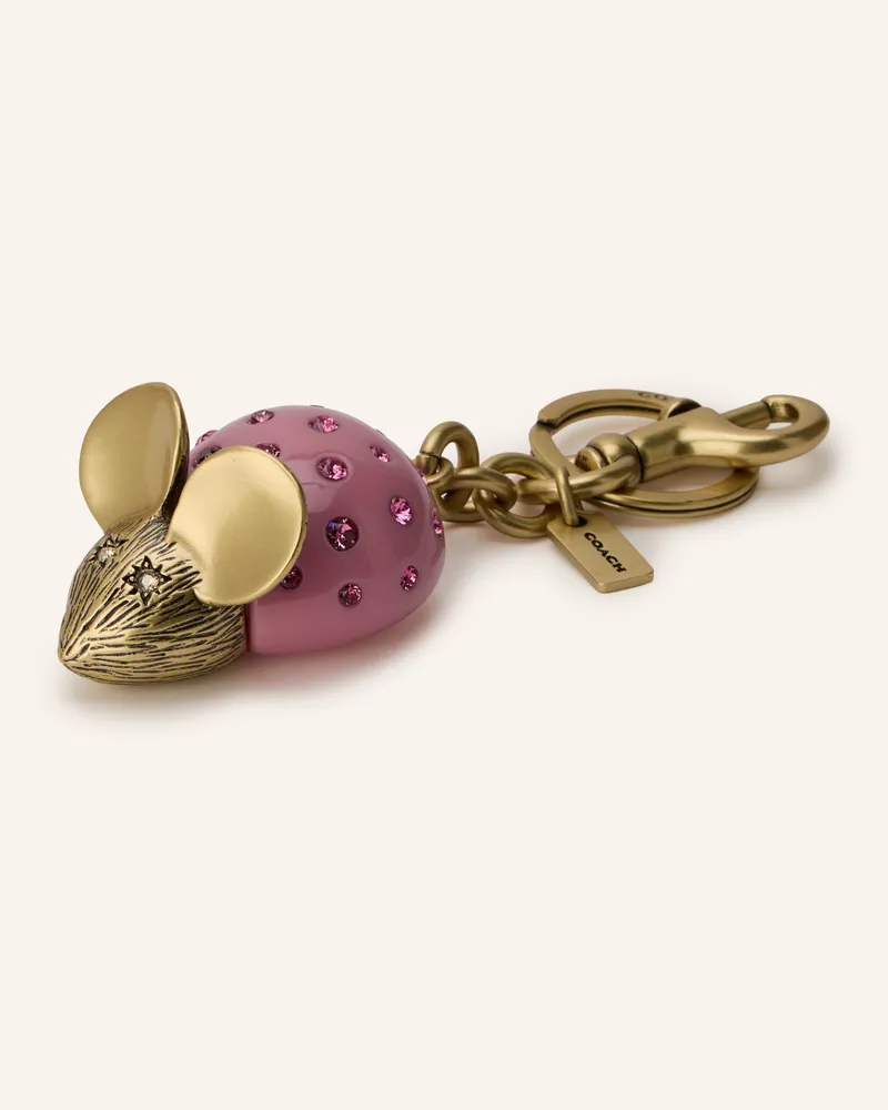 Coach Taschenanhänger Mit Schmucksteinen pink Gold