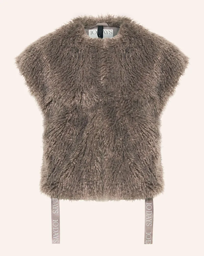 10Days Kunstfell-Weste Dunkelgrau