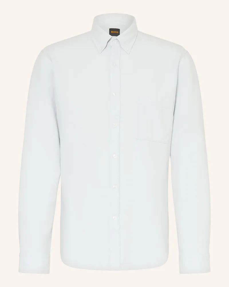 HUGO BOSS Flanellhemd RICKERT Regular Fit Hellgrau