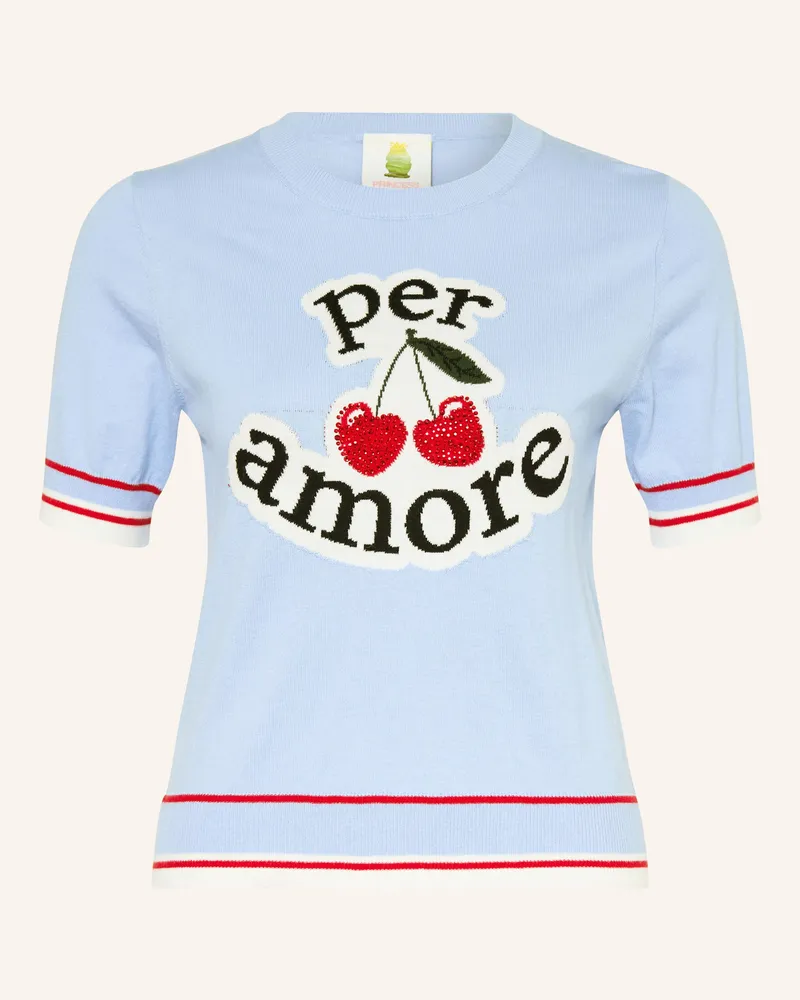 Princess goes Hollywood Strickshirt Mit Schmucksteinen blau Hellblau