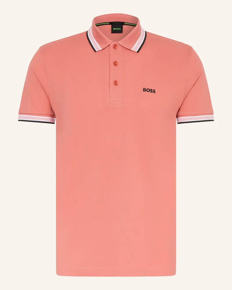 HUGO BOSS Piqué-Poloshirt PADDY CURVED Regular Fit Hellrot