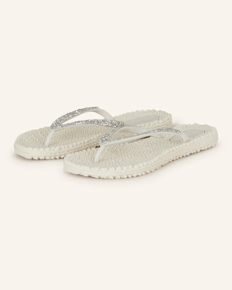 Ilse Jacobsen Zehentrenner cheerful03g Mit Schmucksteinen weiss Creme