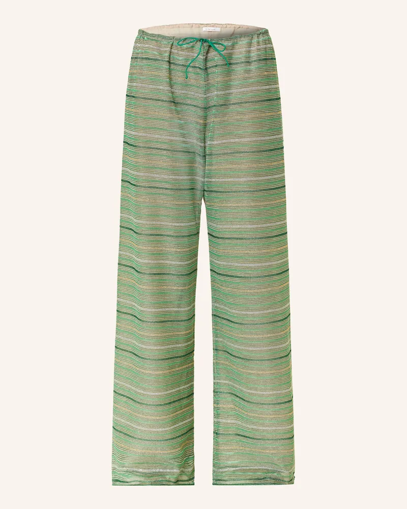 Oséree Marlenehose SHINY STRIPES mit Glitzergarn Grün