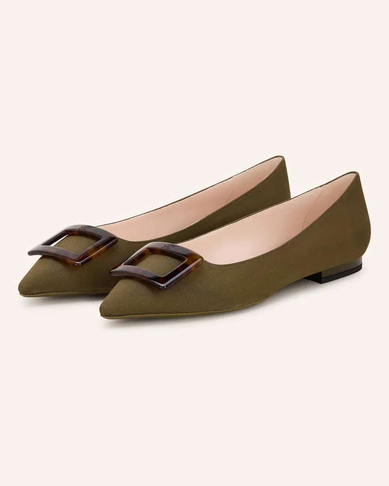 Roger Vivier Ballerinas Gommettine gruen Khaki